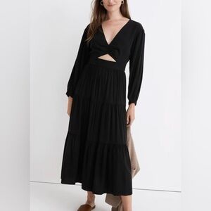 Madewell Lusterweave Cutout Long Sleeve Midi Dress Size 00 NWT